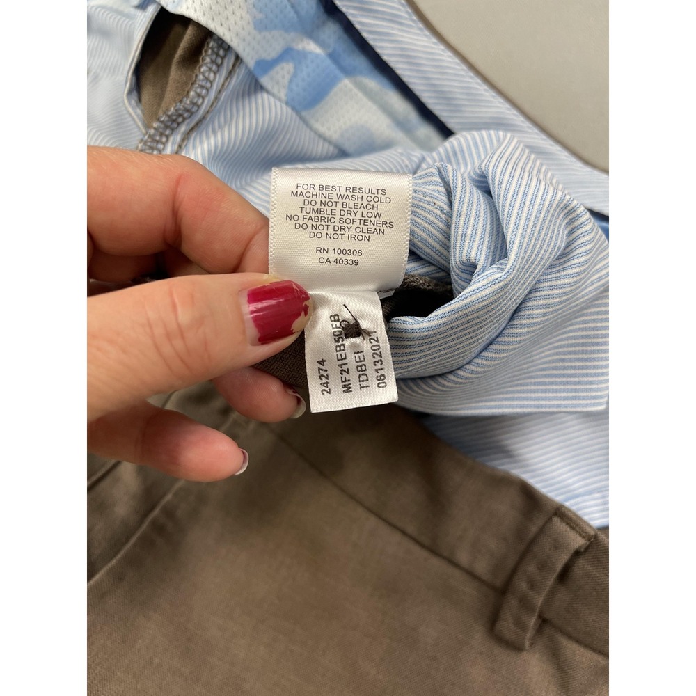Peter Millar Pants Mens 42x34 Brown Golf Classic Flat Front Performance Trousers - Picture 6 of 11